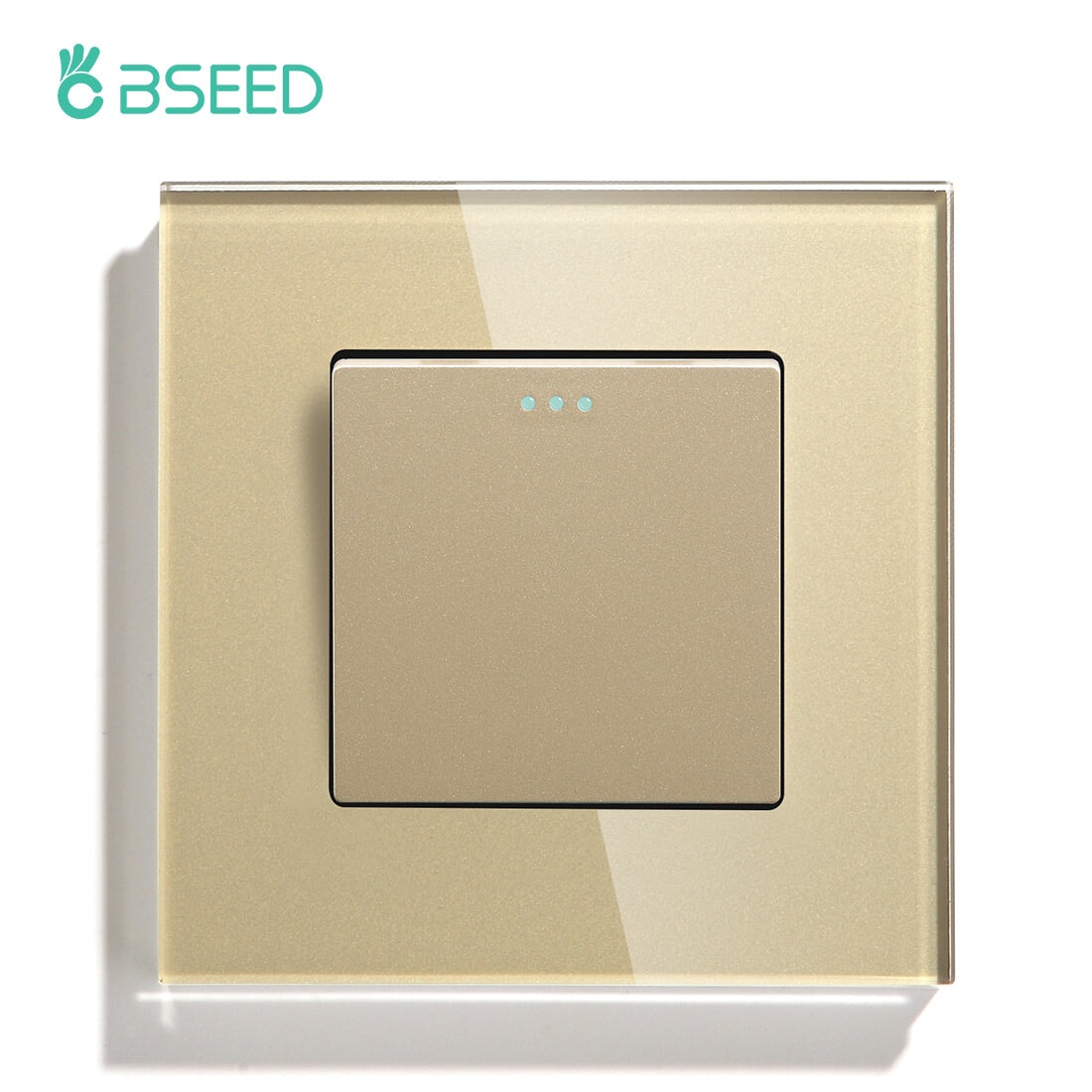 BSEED Wall Switches Automatic Rebound 1/2Gang 1Way Glass Mechanical Light Switches Reset Switches Return to Initial Position Light Switches Bseedswitch Golden 1Gang 