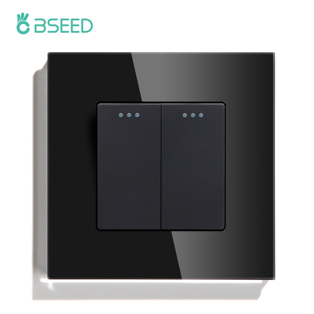 BSEED Wall Switches Automatic Rebound 1/2Gang 1Way Glass Mechanical Light Switches Reset Switches Return to Initial Position Light Switches Bseedswitch Black 2Gang 