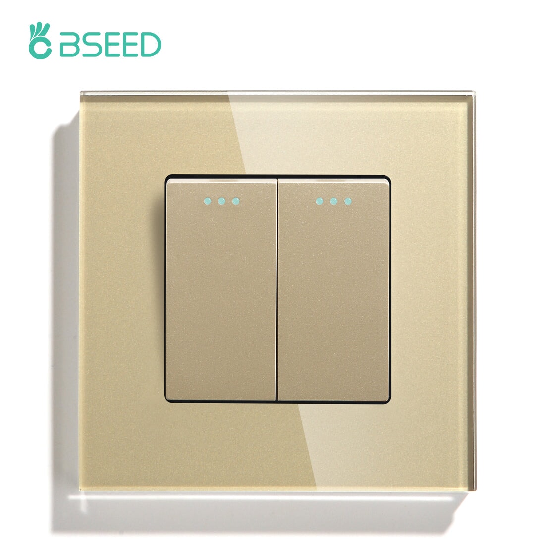 BSEED Wall Switches Automatic Rebound 1/2Gang 1Way Glass Mechanical Light Switches Reset Switches Return to Initial Position Light Switches Bseedswitch Golden 2Gang 