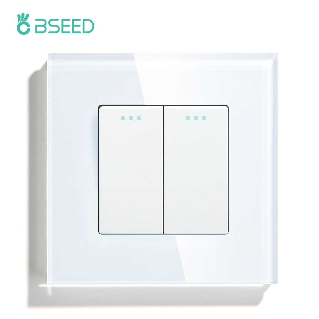 BSEED Wall Switches Automatic Rebound 1/2Gang 1Way Glass Mechanical Light Switches Reset Switches Return to Initial Position Light Switches Bseedswitch White 2Gang 
