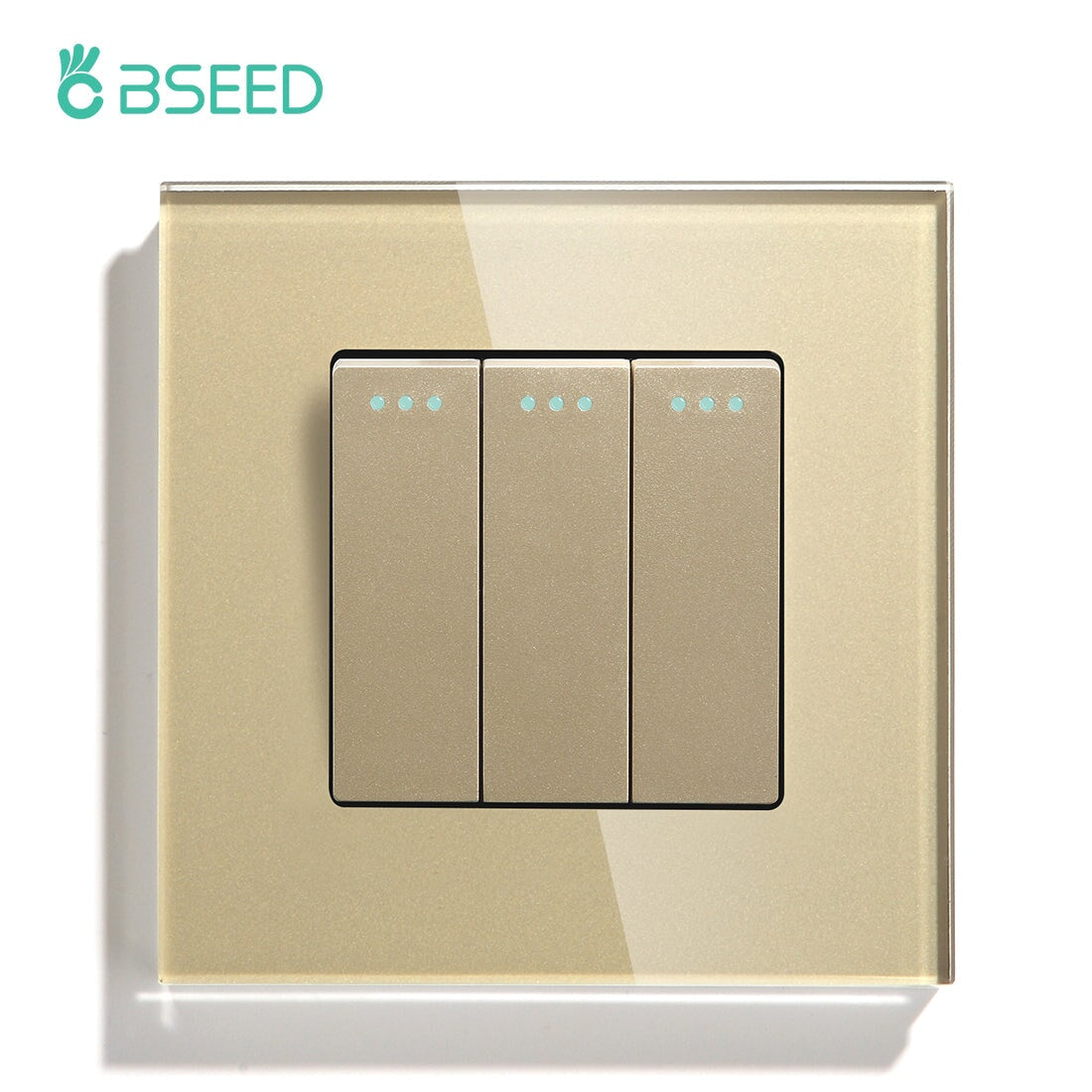 Bseed Button Light Switch 1/2/3 Gang 1/2 Way Mechanical Switches Crossbar Switch Light Switches Bseedswitch Golden 3 Gang 1 Way