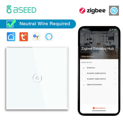 BSEED Zigbee 1/2/3/4 Gang 1/2/3 Way Switch Wall Smart Light Switch For Staircase Light Switches Bseedswitch White 1gang 