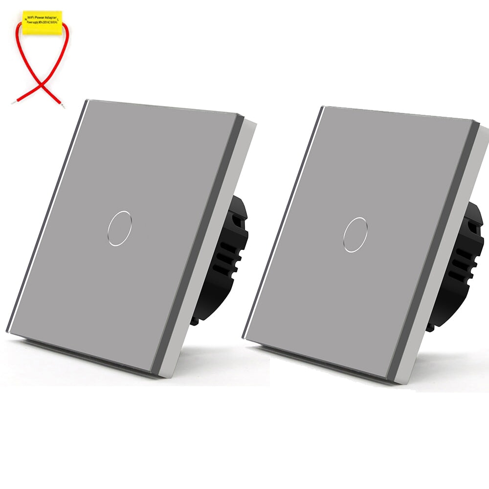 BSEED Single Line Wifi Light Switch 1/2/3 Gang 1/2/3 Way Smart Switch Wireless Wifi Switch Light Switches Bseedswitch Grey 1Gang 2PCS/pack