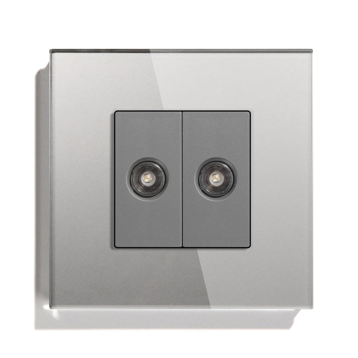 BSEED EU Standard Wall Socket With Double TV Socket Crystal Glass Panel Power Outlets & Sockets Bseedswitch Grey 86mm 