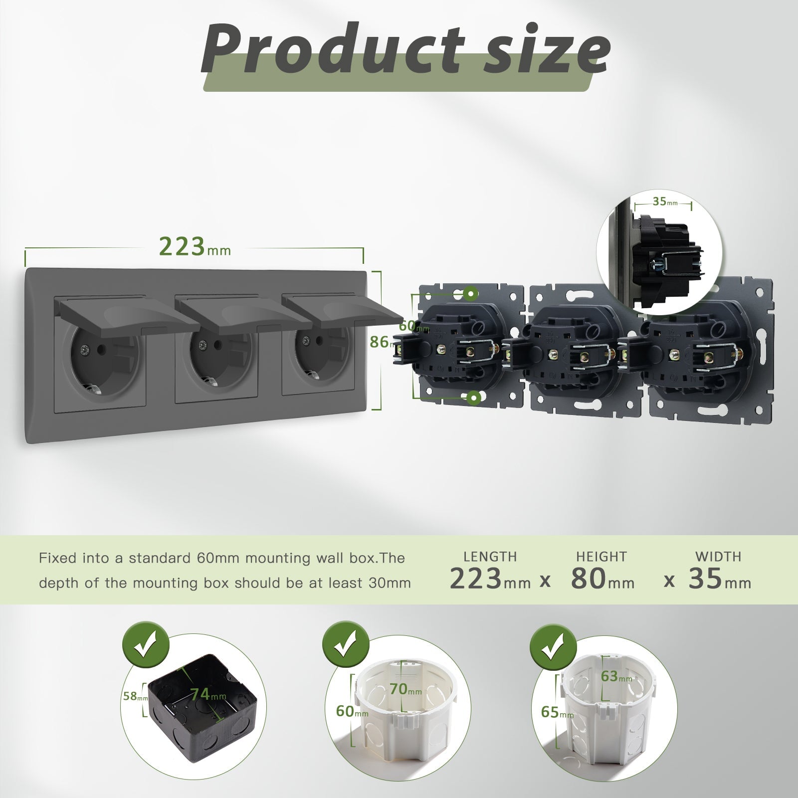 Bseed Waterproof Wall Socket EU Standard with clamping technology PC Panel Power Outlets & Sockets Bseedswitch 