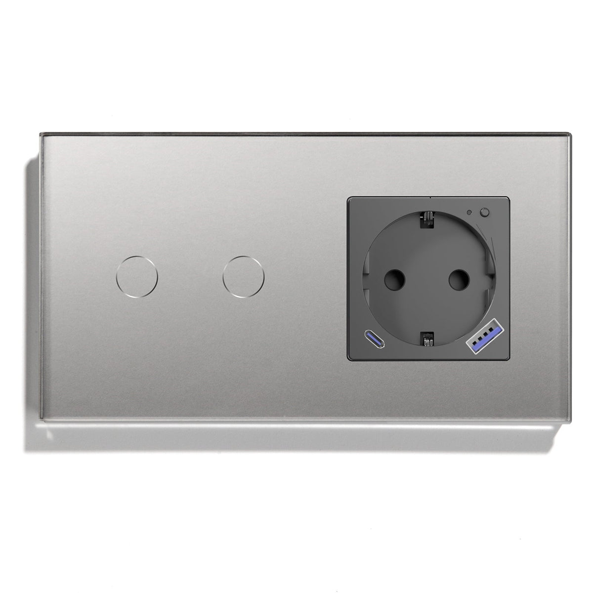 Wifi Switch With Wifi Eu Socket With 20W USB-C Power Outlets & Sockets Bseedswitch Grey 2Gang 