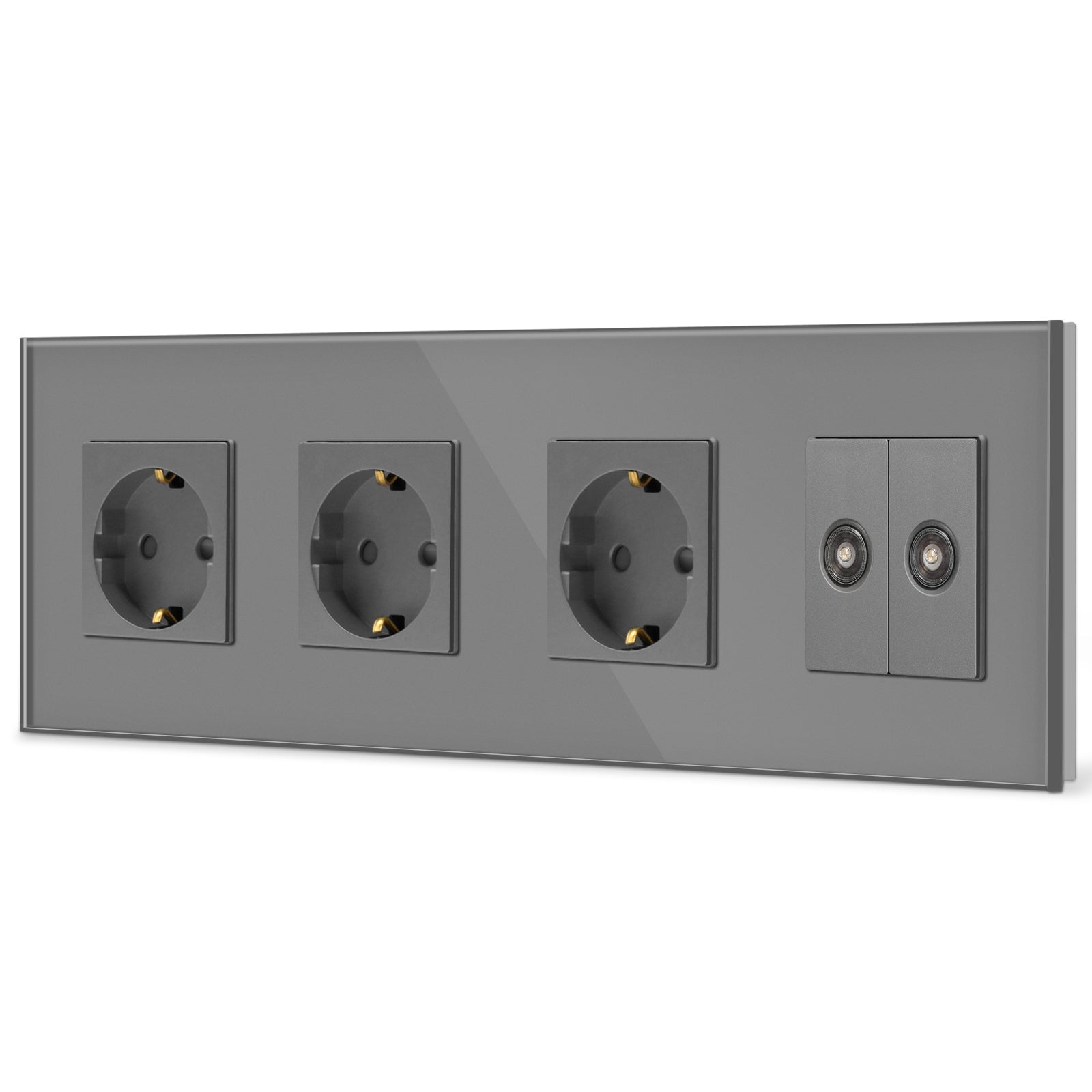 BSEED EU Standard Wall Socket With Double TV Socket Crystal Glass Panel Power Outlets & Sockets Bseedswitch 