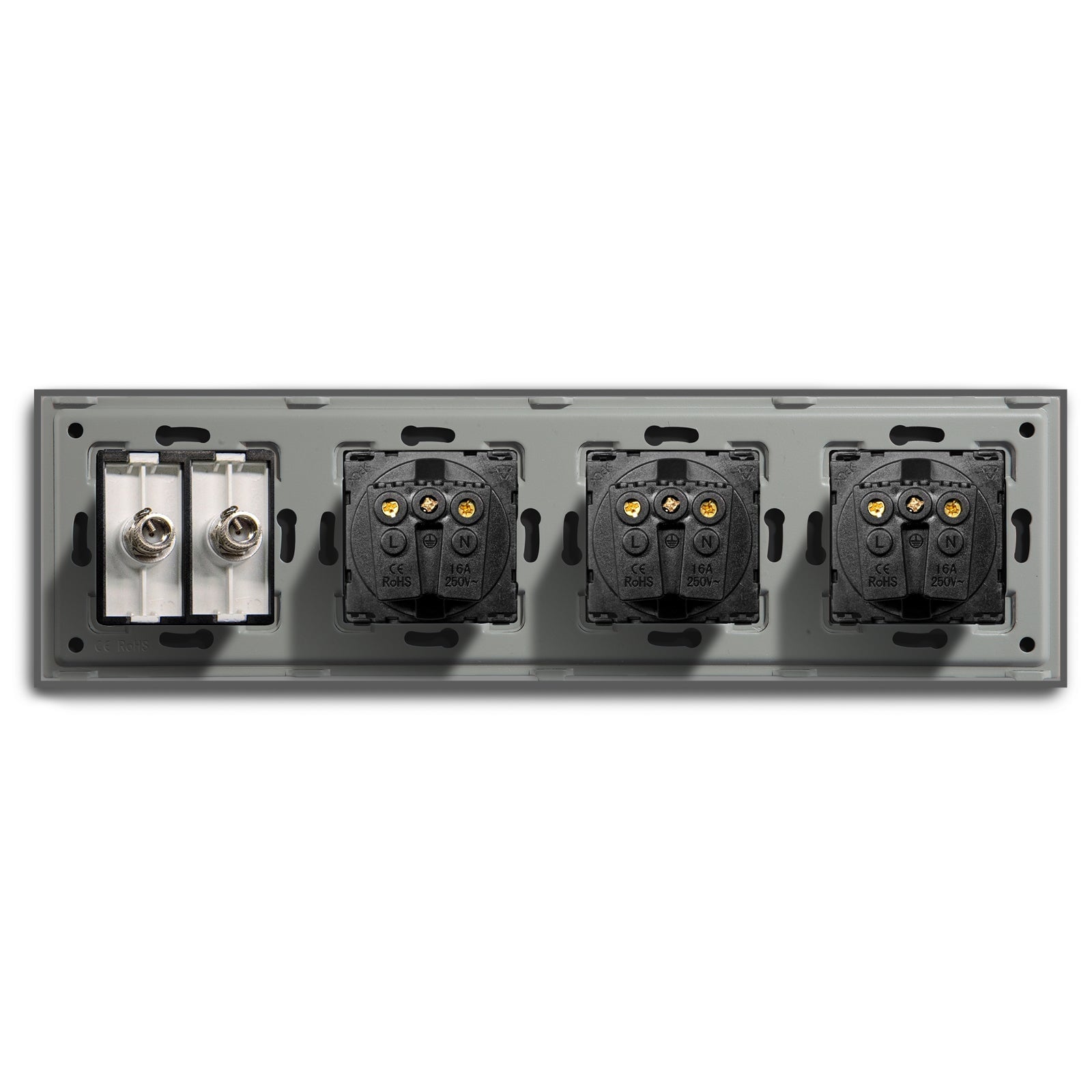 BSEED EU Standard Wall Socket With Double TV Socket Crystal Glass Panel Power Outlets & Sockets Bseedswitch 