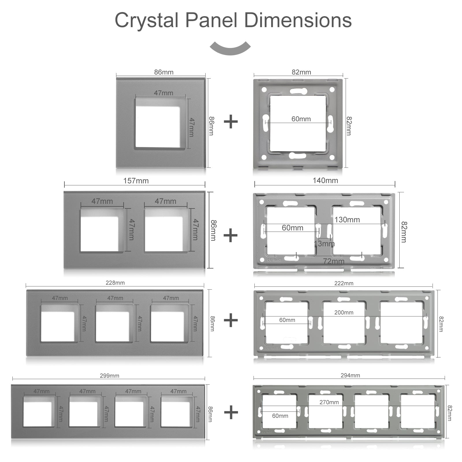 Bseed Crystal Glass Frames Socket Frame 4 Color 1/2/3/4/5 Slotes DIY Part Wall Jacks & Braces Bseedswitch 