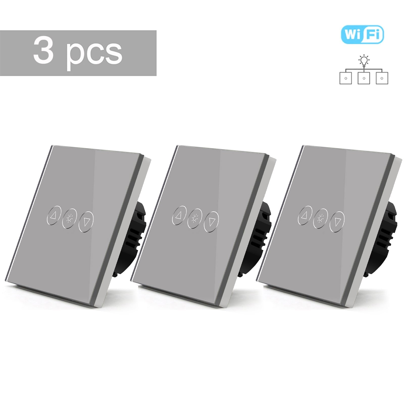 Bseed 2Way Wifi Light Dimmer Switch Wall Plates & Covers Bseedswitch Grey 3 PCS/Pack 