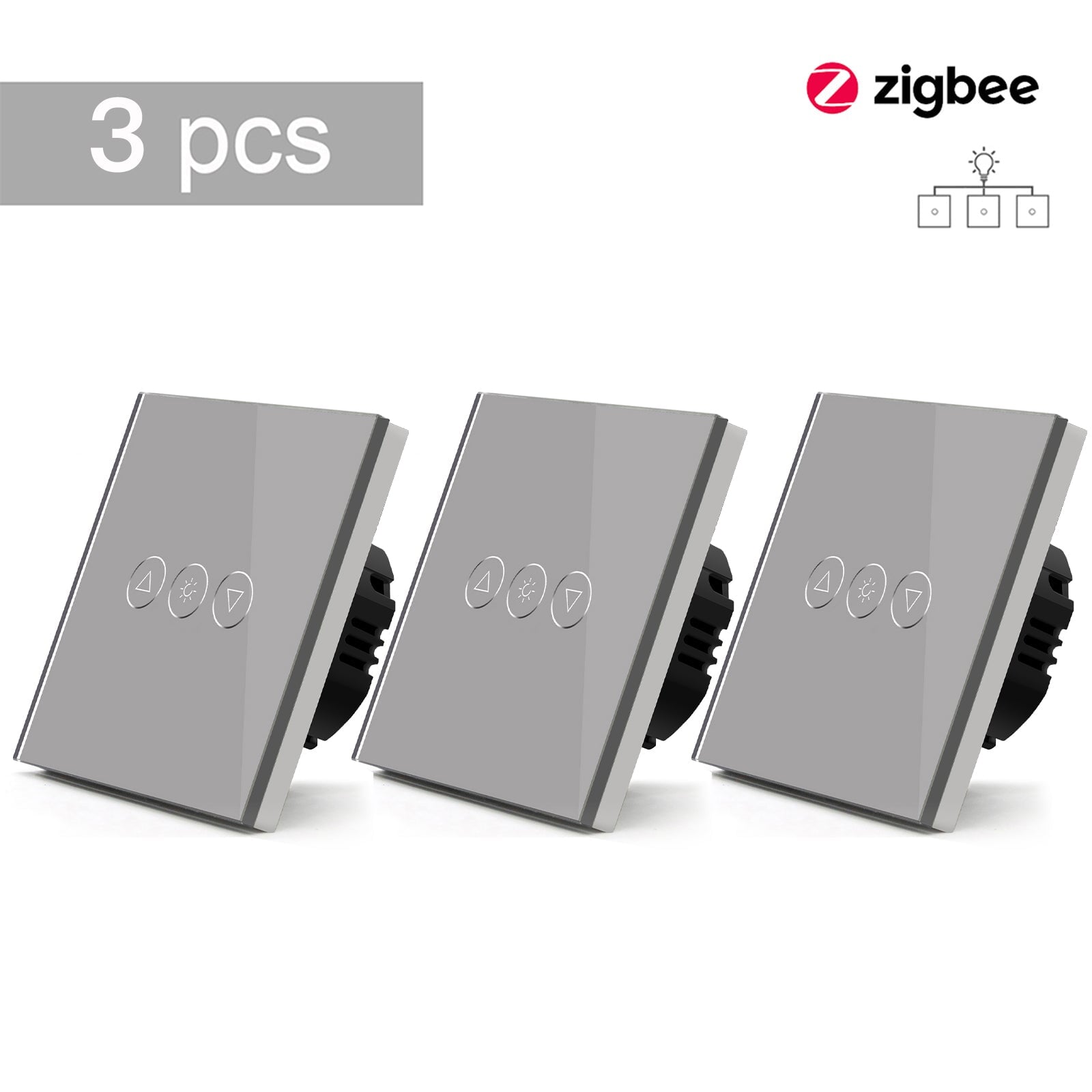 Bseed 2WAY Zigbee Touch Light Dimmer Smart Switch Light Switches Bseedswitch Grey 3 Pcs/Pack 