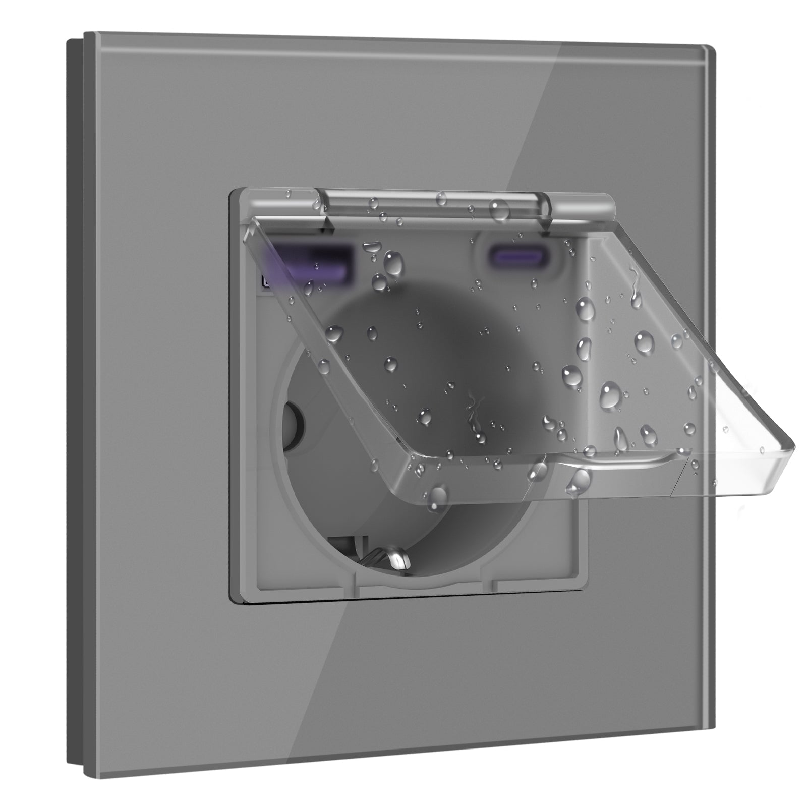 Eu socket with USB&Cover Glass Panel Power Outlets & Sockets Bseedswitch 