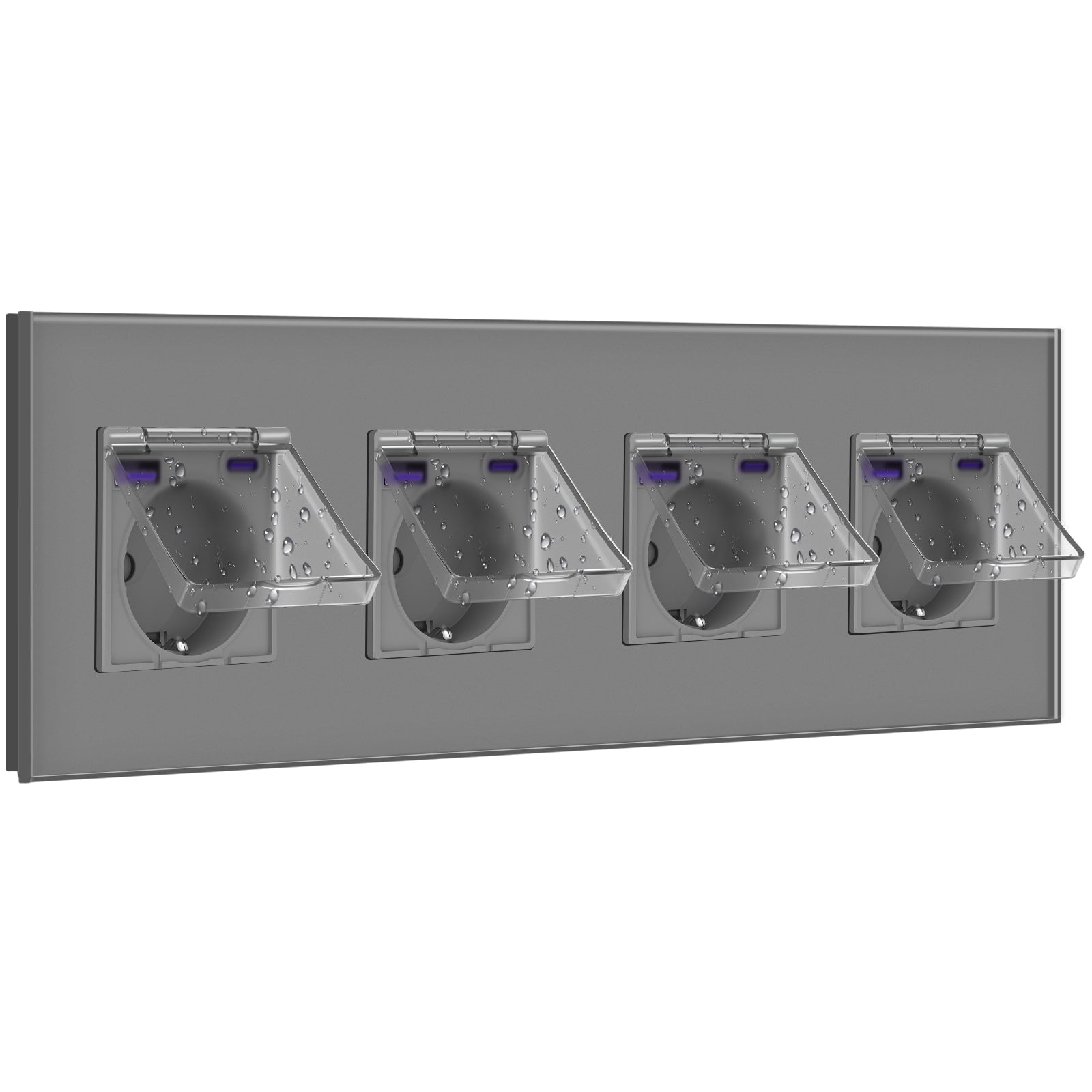 Eu socket with USB&Cover Glass Panel Power Outlets & Sockets Bseedswitch 