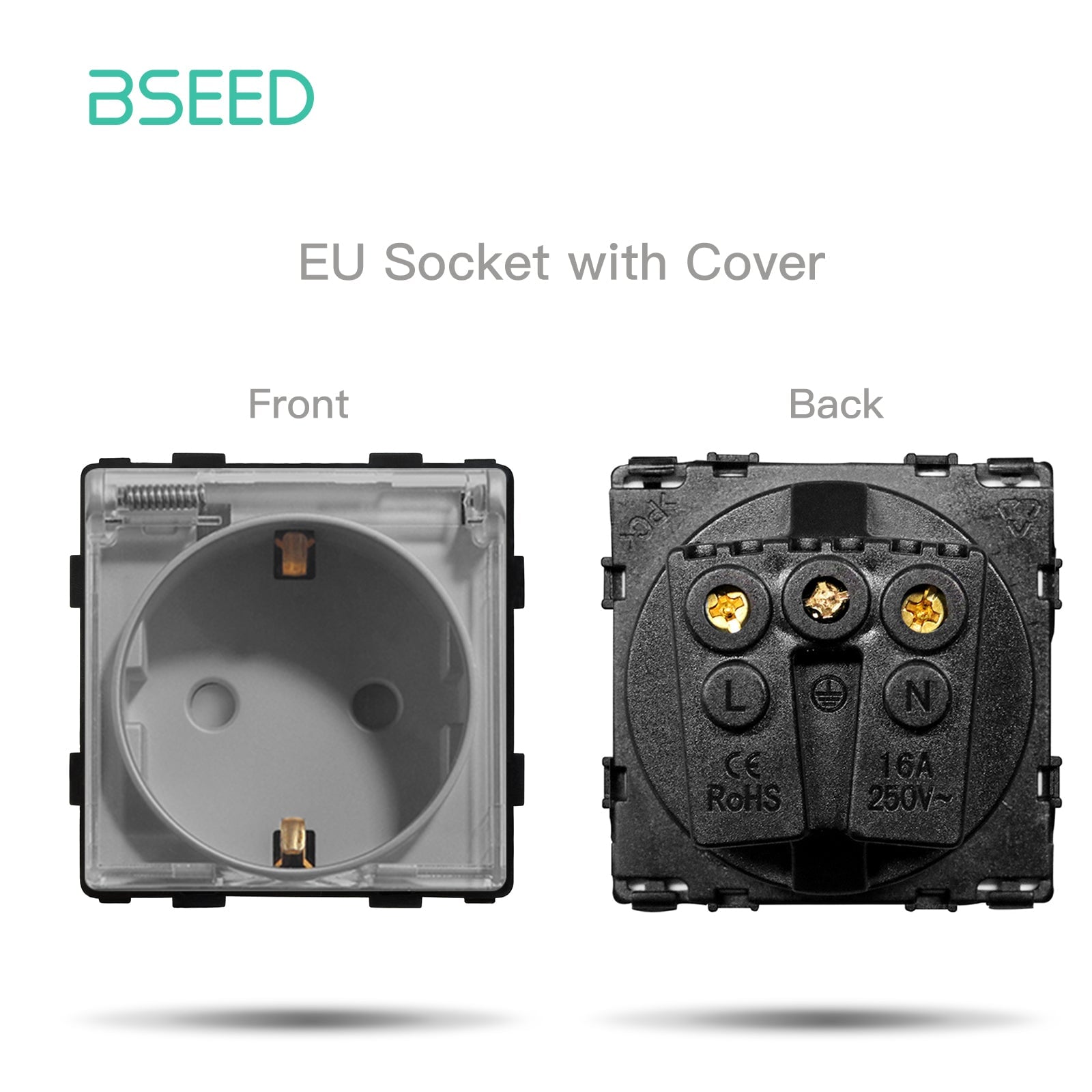 BSEED EU/FR standard Function Key Cover Socket DIY Parts Power Outlets & Sockets Bseedswitch GREY EU 