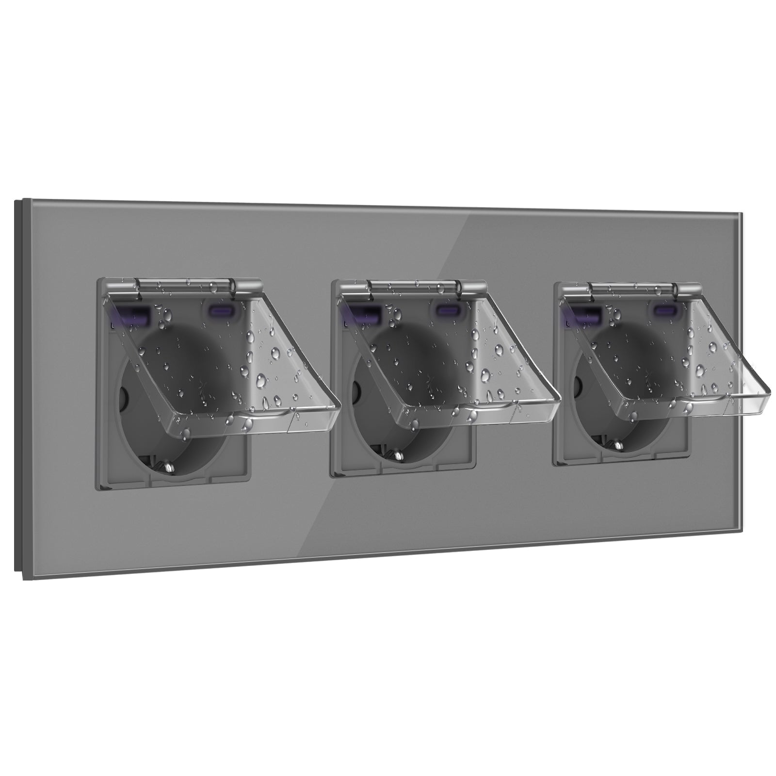 Eu socket with USB&Cover Glass Panel Power Outlets & Sockets Bseedswitch 