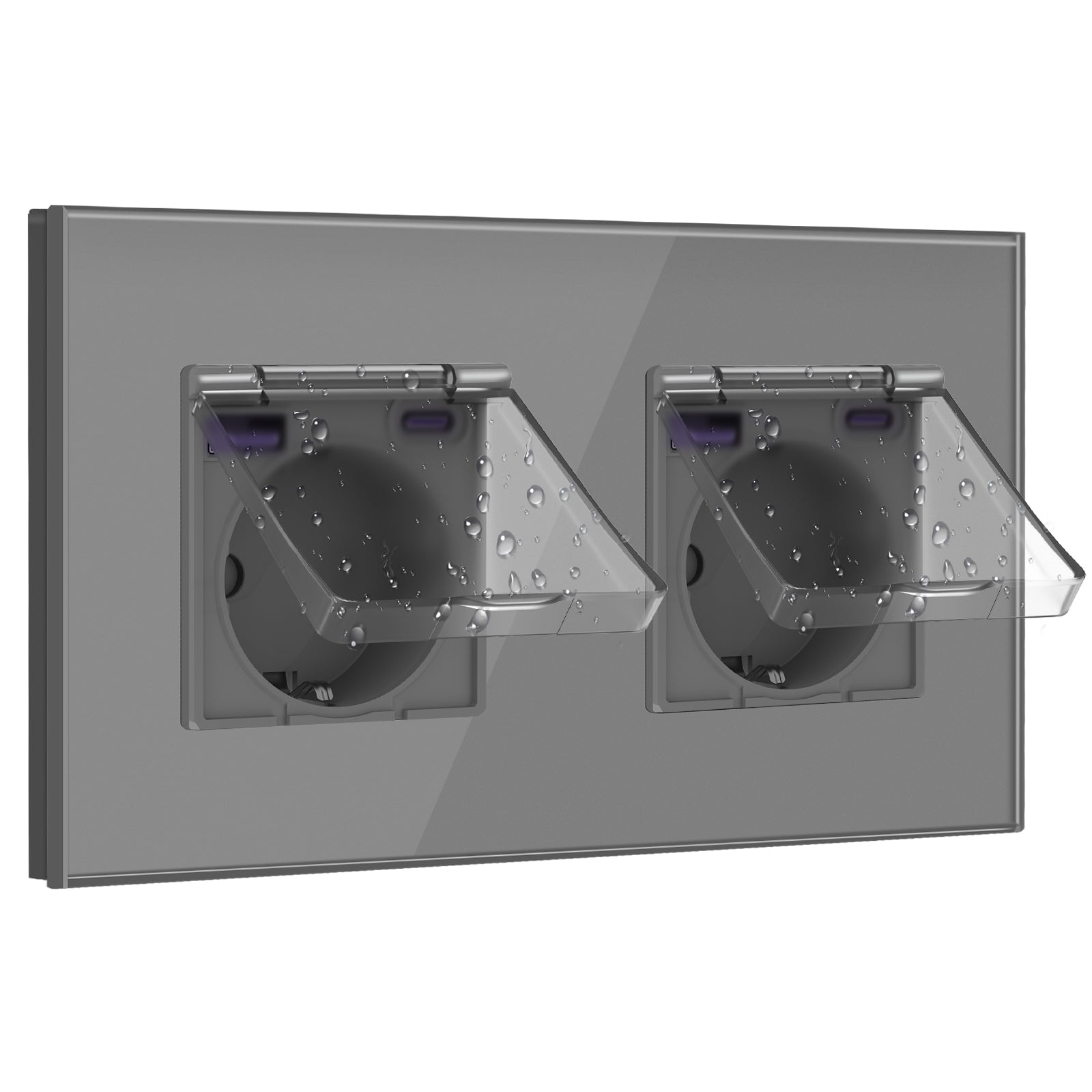 Eu socket with USB&Cover Glass Panel Power Outlets & Sockets Bseedswitch 