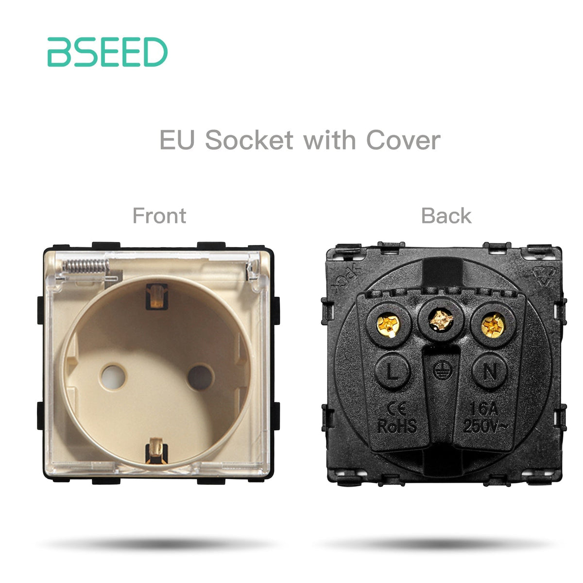 BSEED EU/FR standard Function Key Cover Socket DIY Parts Power Outlets & Sockets Bseedswitch GOLDEN EU 