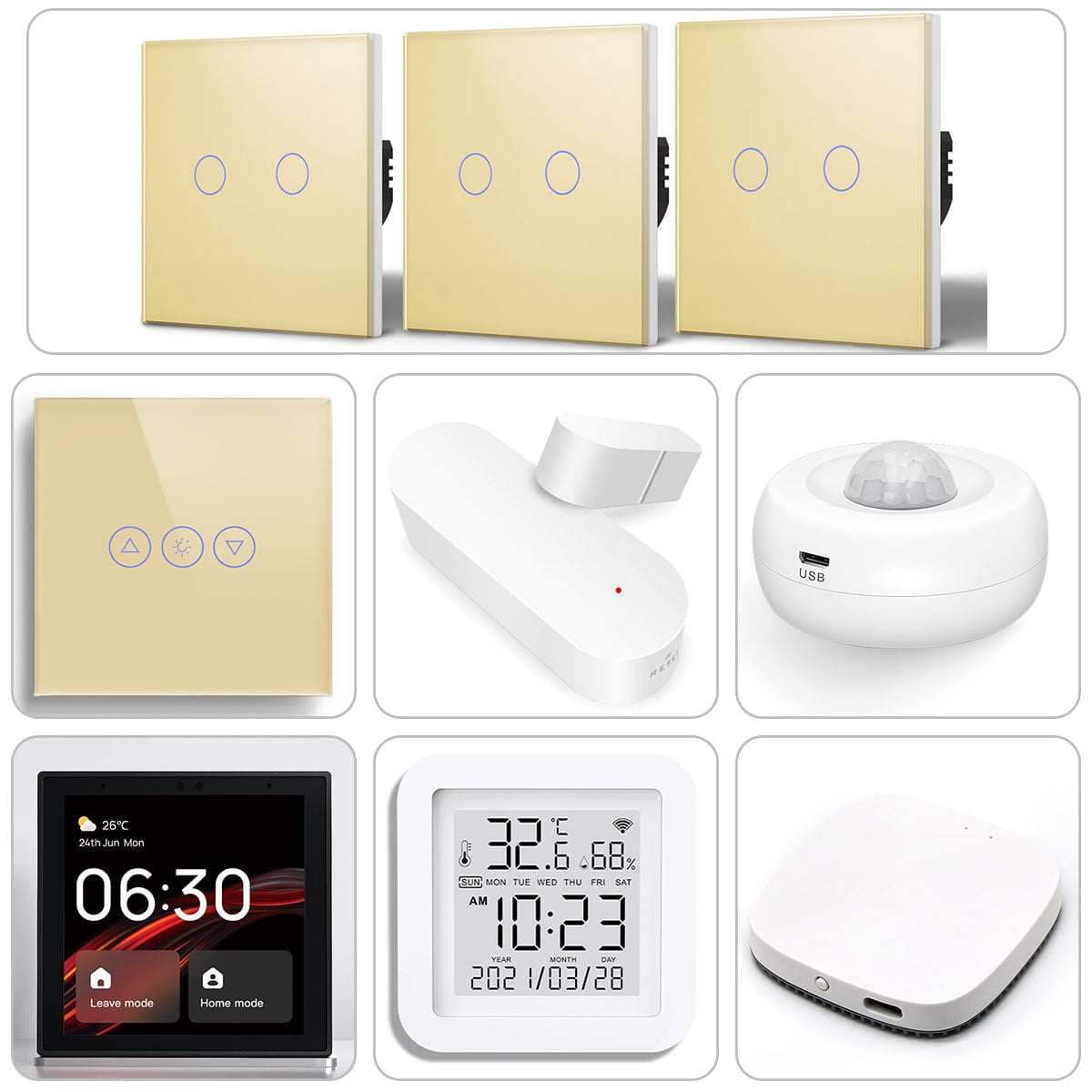 Zigbee Smart Home Solutions Kit Customized Foyer Sets Work with Alexa Google assistant Home Automation Kits Bseedswitch Gold 