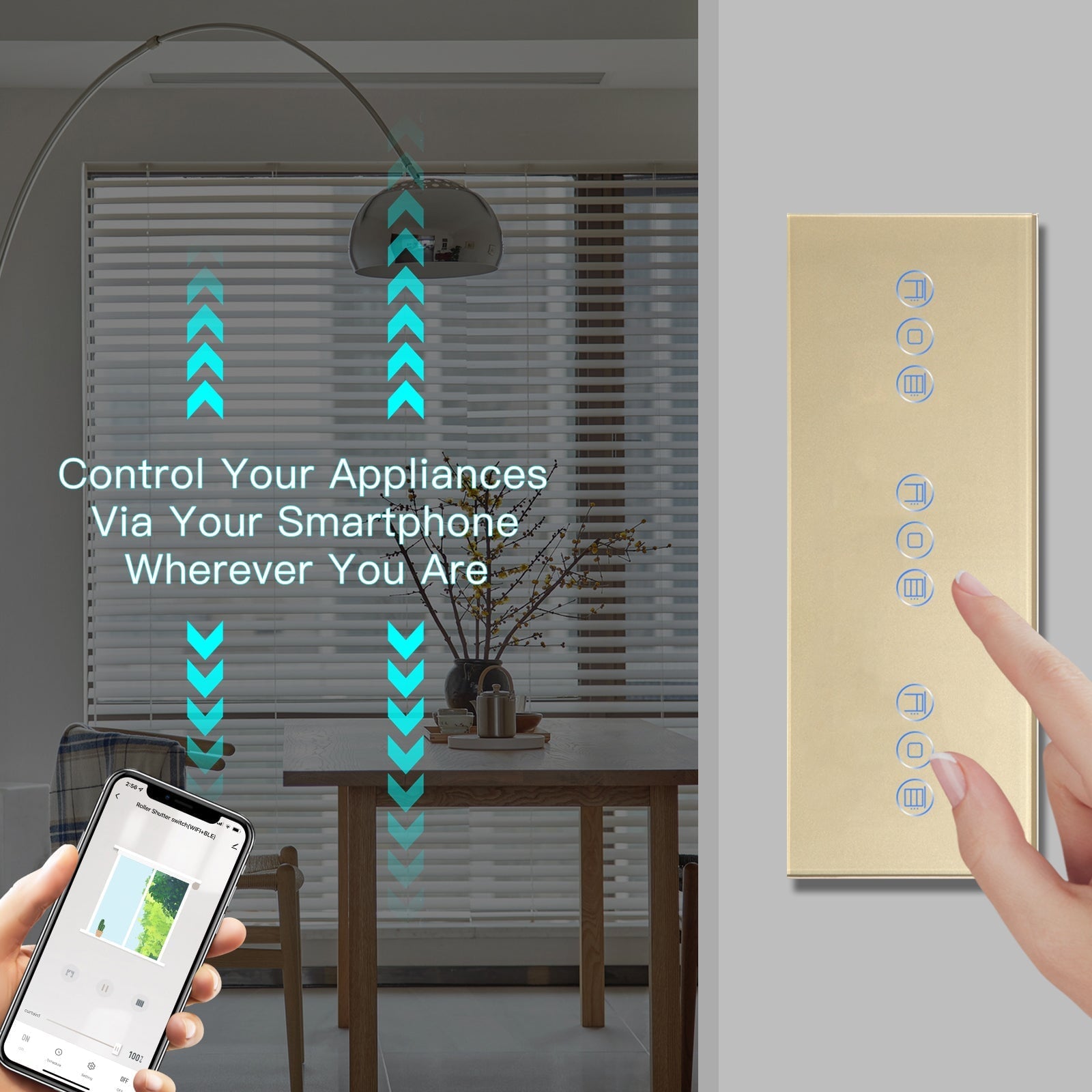 BSEED Zigbee triple Shutter Switch Smart Wall Touch Switch Shutters Bseedswitch 