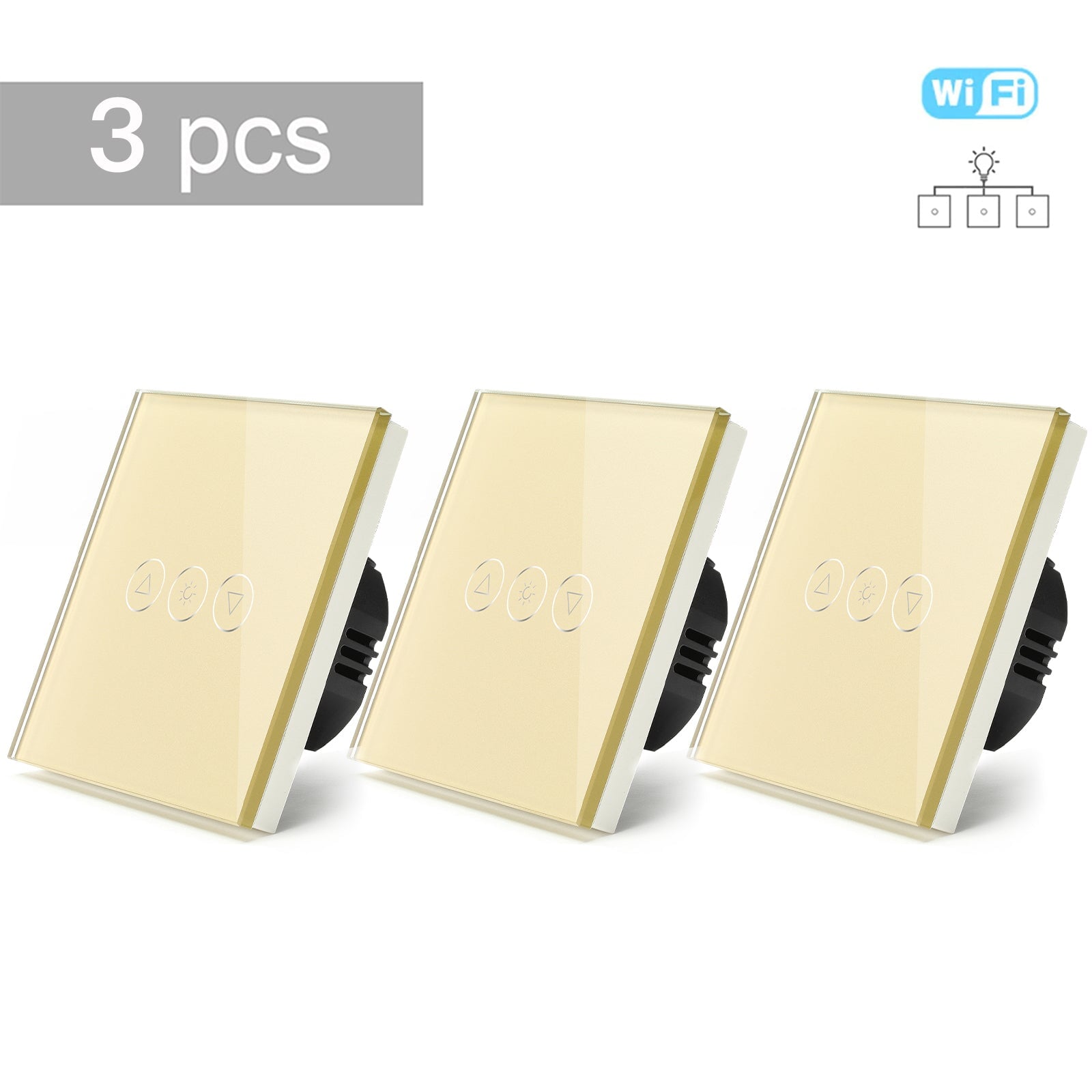 Bseed 2Way Wifi Light Dimmer Switch Wall Plates & Covers Bseedswitch Golden 3 PCS/Pack 