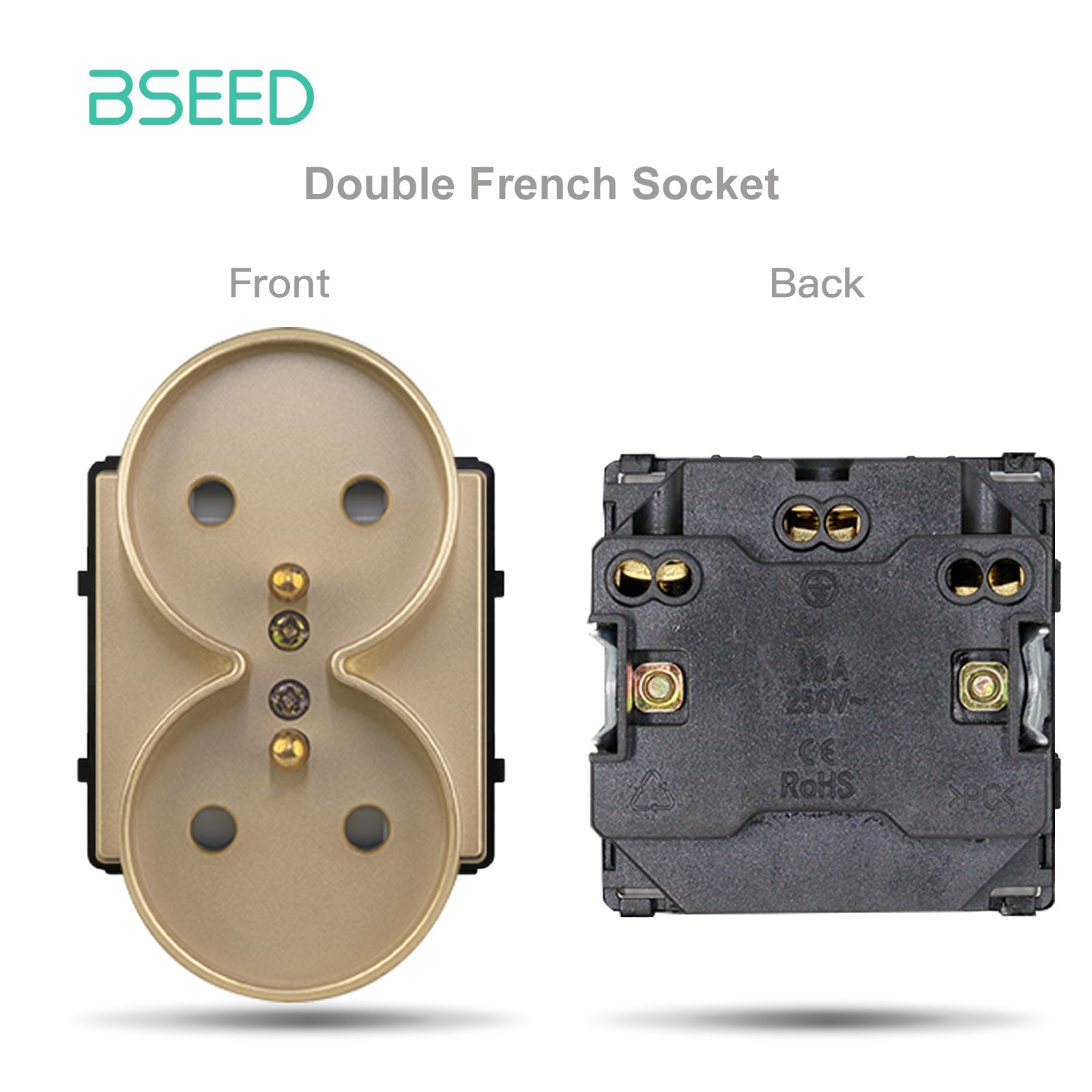 BSEED EU/FR Standard double Wall Socket Function Key without panel DIY part Power Outlets & Sockets Bseedswitch Gold FR 