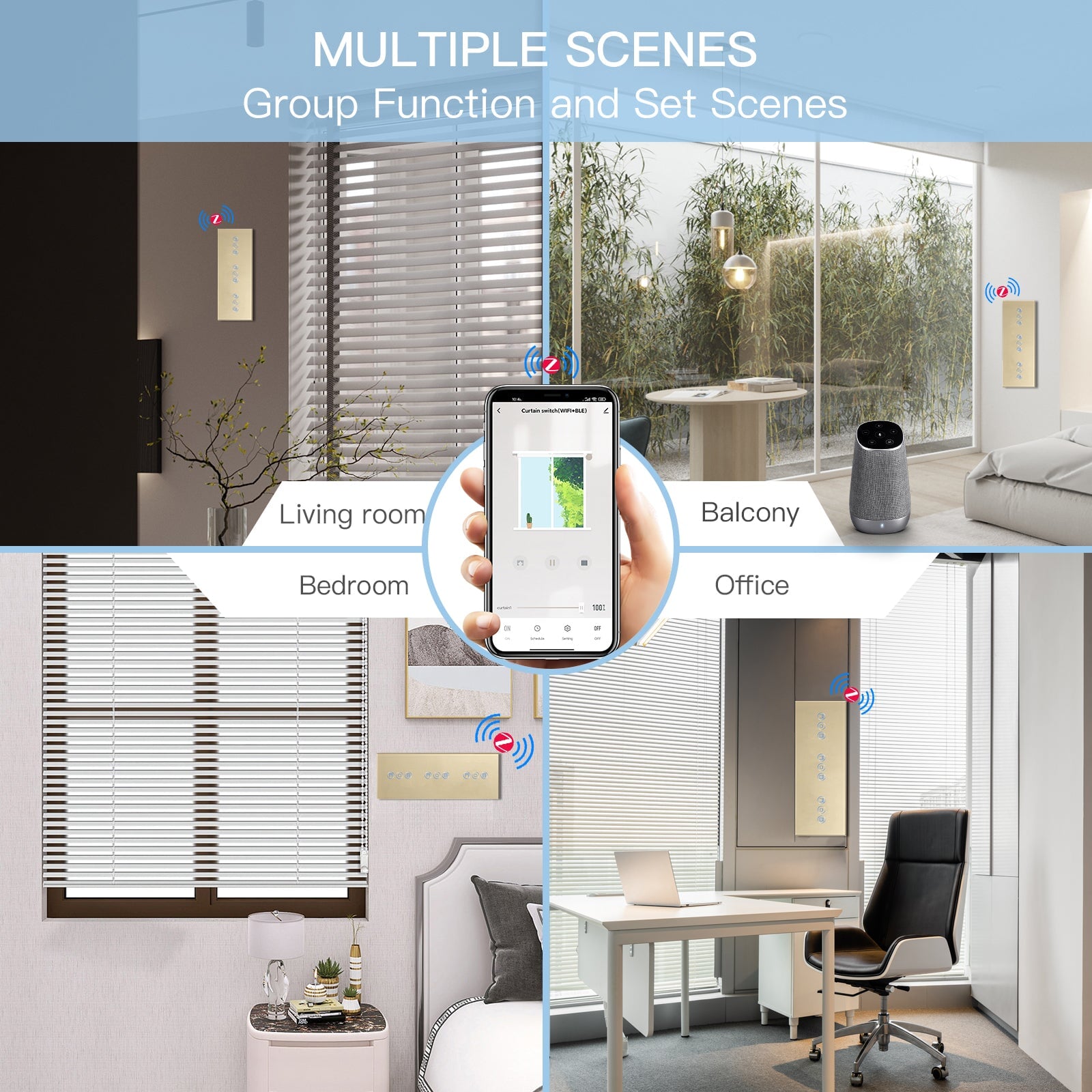 BSEED Zigbee triple Shutter Switch Smart Wall Touch Switch Shutters Bseedswitch 