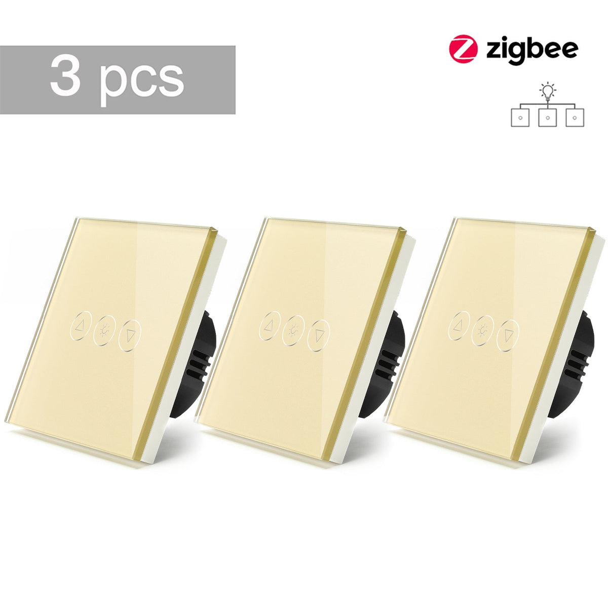 Bseed 2WAY Zigbee Touch Light Dimmer Smart Switch Light Switches Bseedswitch Golden 3 Pcs/Pack 