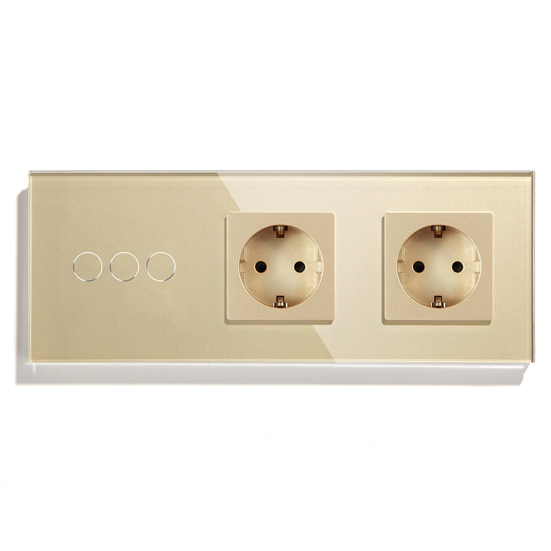 Bseed 1/2/3 Gang 1/2/3 Way Switch with Trible Socket Work Wall Plates & Covers Bseedswitch Golden 3 Gang 1way