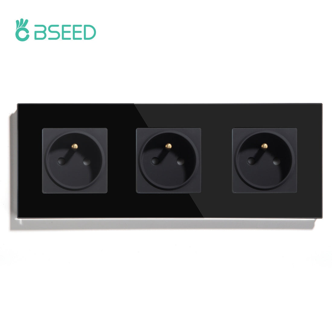 BSEED FR Wall Sockets Power Outlets Kids Protection 16A Wall Plates & Covers Bseedswitch black Triple 