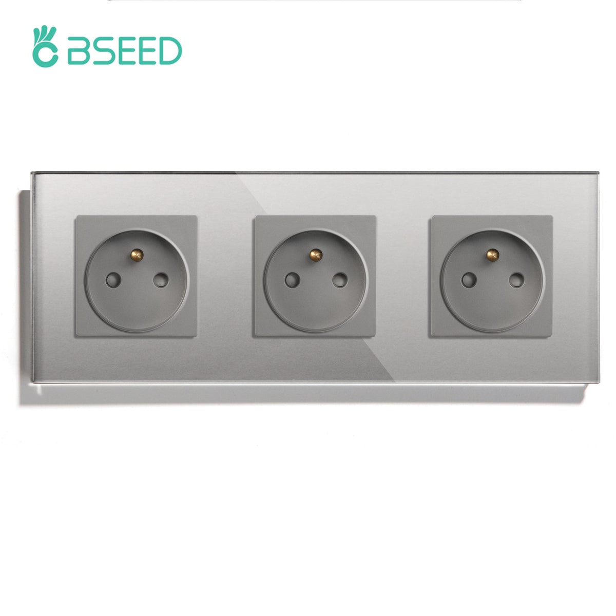 BSEED FR Wall Sockets Power Outlets Kids Protection 16A Wall Plates & Covers Bseedswitch grey Triple 