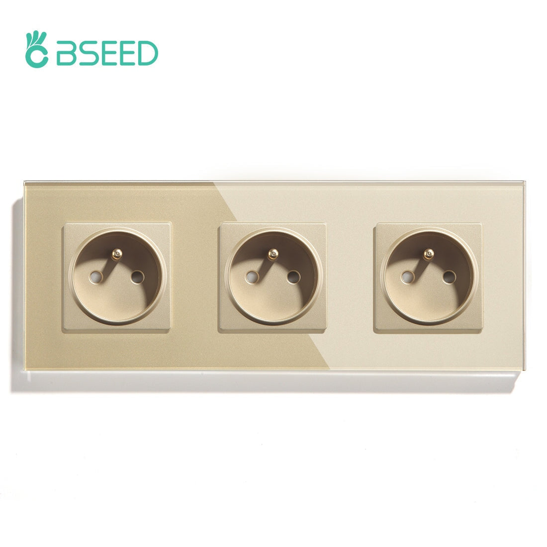 BSEED FR Wall Sockets Power Outlets Kids Protection 16A Wall Plates & Covers Bseedswitch gold Triple 