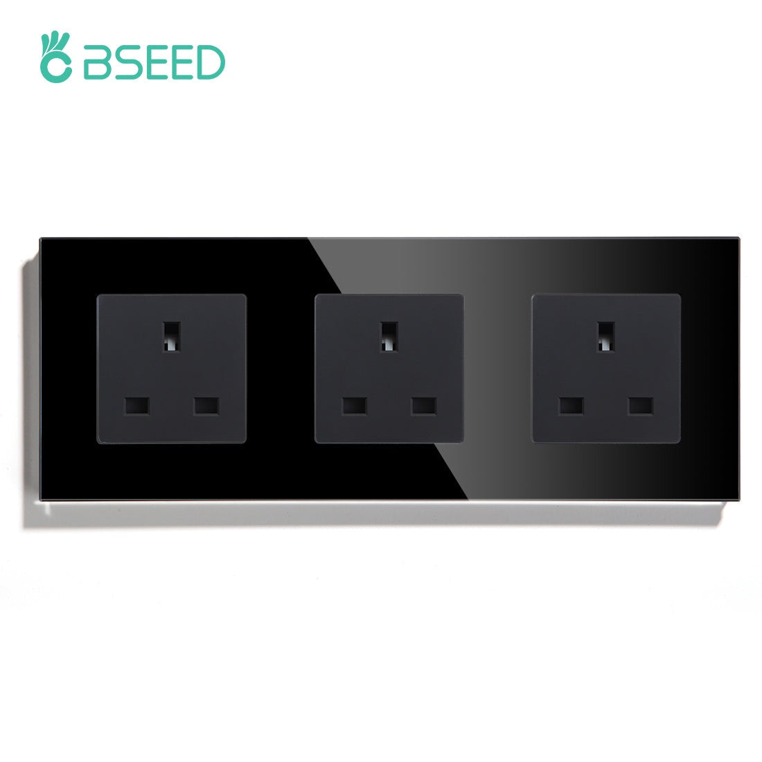 BSEED UK Wall Sockets Single Power Outlets Kids Protection 16A Power Outlets & Sockets Bseedswitch black Triple 