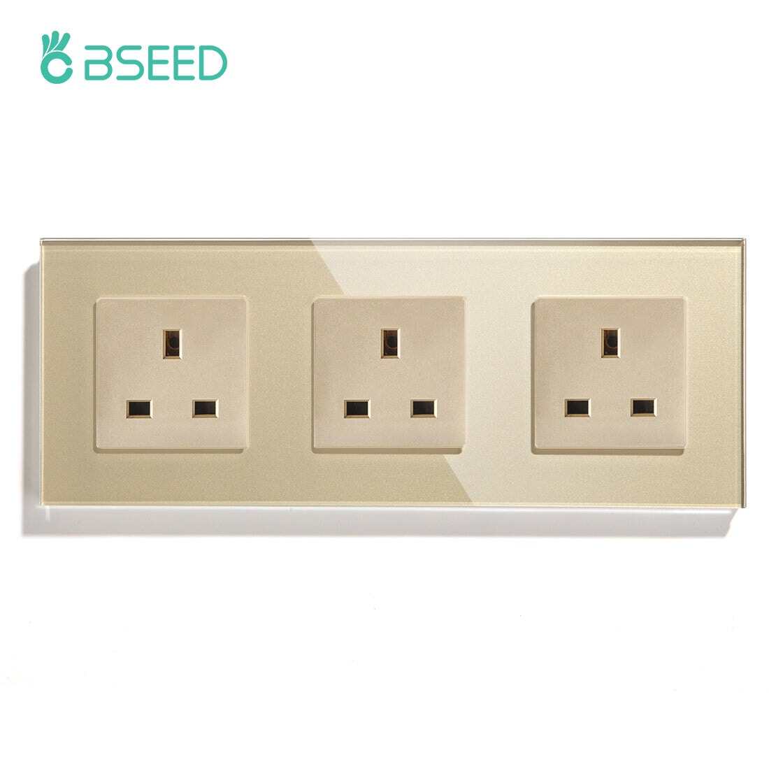 BSEED UK Wall Sockets Single Power Outlets Kids Protection 16A Power Outlets & Sockets Bseedswitch gold Triple 