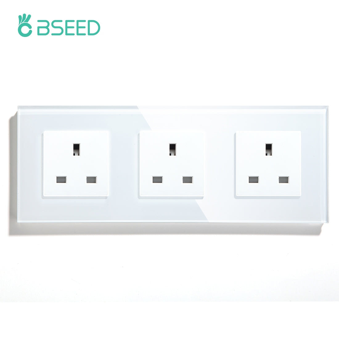 BSEED UK Wall Sockets Single Power Outlets Kids Protection 16A Power Outlets & Sockets Bseedswitch white Triple 