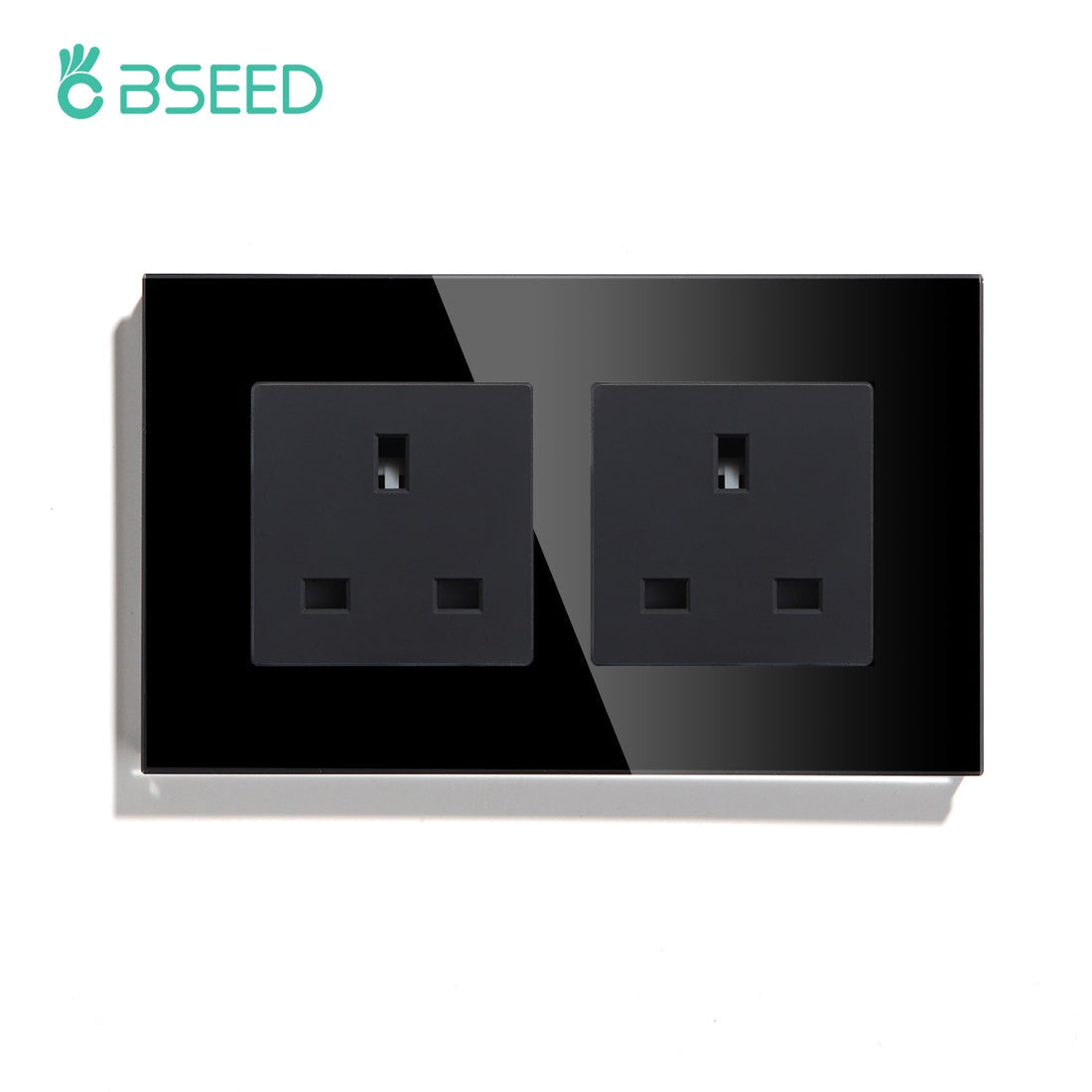BSEED UK Wall Sockets Single Power Outlets Kids Protection 16A Power Outlets & Sockets Bseedswitch black Double 