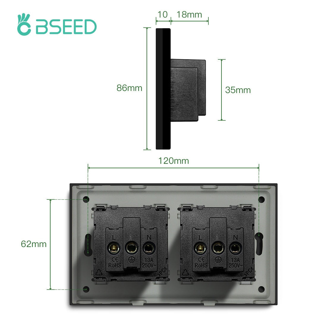 BSEED ZigBee UK Wall Sockets Power Outlets Kids Protection with metering Wall Plates & Covers Bseedswitch 