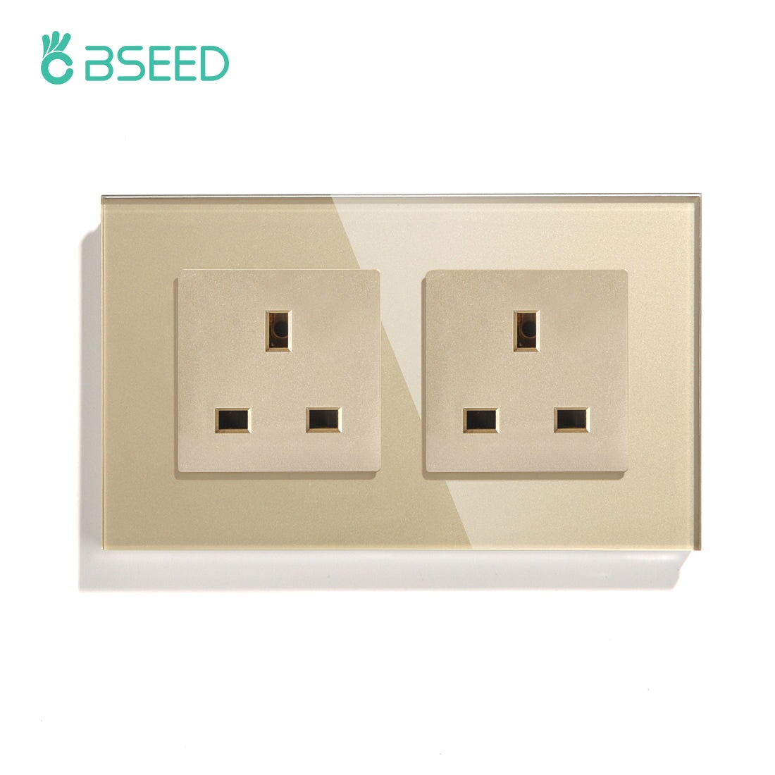 BSEED UK Wall Sockets Single Power Outlets Kids Protection 16A Power Outlets & Sockets Bseedswitch gold Double 