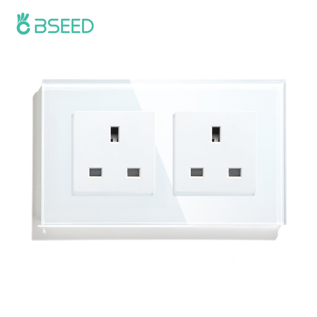 BSEED UK Wall Sockets Single Power Outlets Kids Protection 16A Power Outlets & Sockets Bseedswitch white Double 