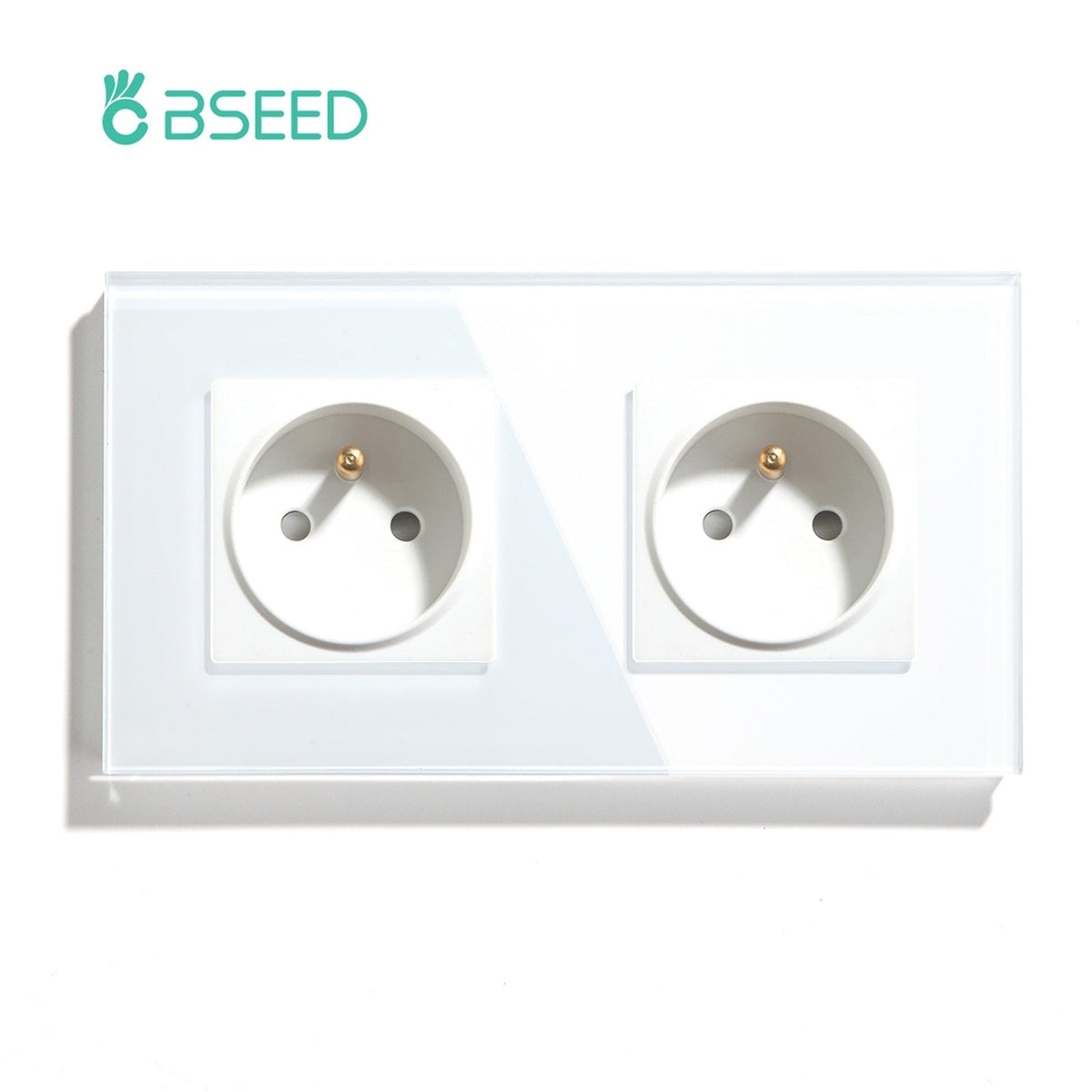 BSEED FR Wall Sockets Power Outlets Kids Protection 16A Wall Plates & Covers Bseedswitch white Double 