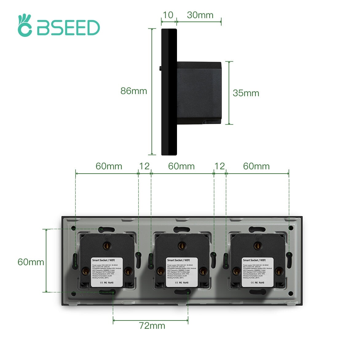 BSEED Smart WiFi UK Standards Wall Sockets with Metering Power Outlets & Sockets Bseedswitch 