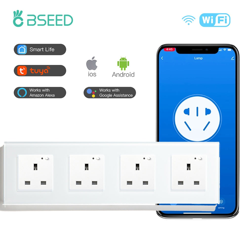 BSEED Smart WiFi UK Standards Wall Sockets Power Outlets & Sockets Bseedswitch white Quadruple 