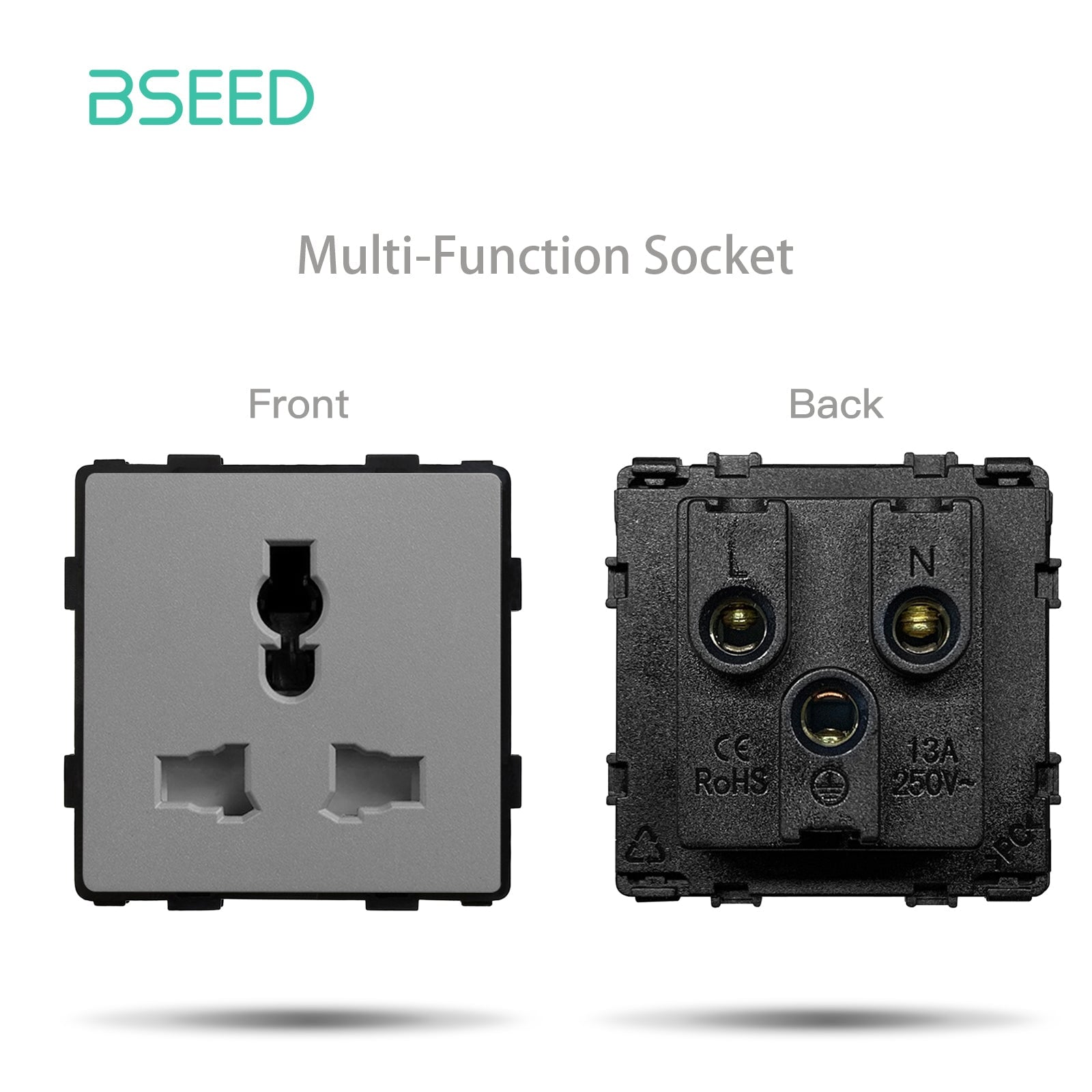 BSEED EU/FR/ UK/MF Standard Wall Socket Function Key Touch WiFi Zigbee type Power Outlets & Sockets Bseedswitch Grey MF Touch