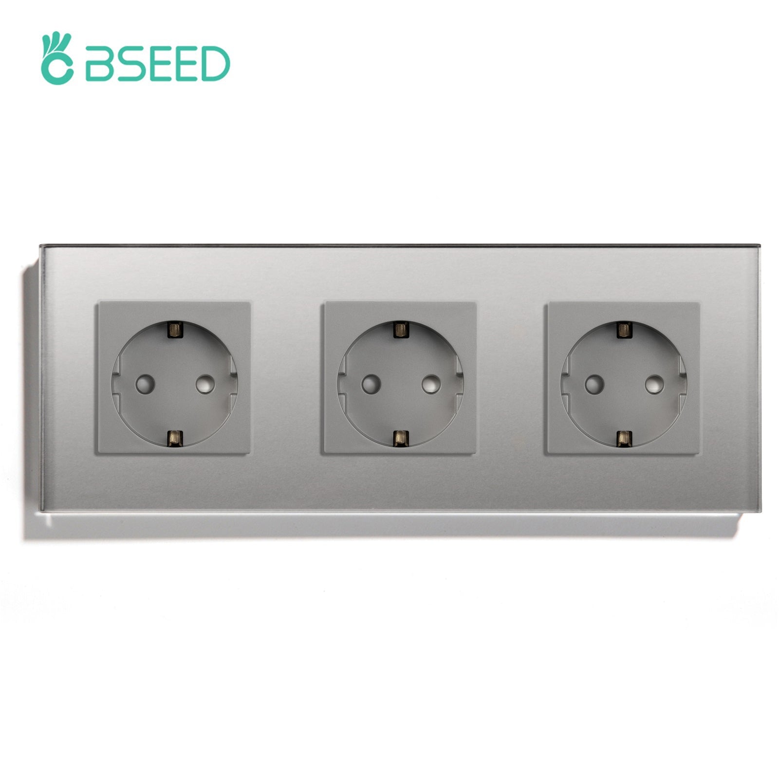 BSEED EU Wall Sockets Power Outlets Glass Panel 16A Power Outlets & Sockets Bseedswitch Grey Triple 