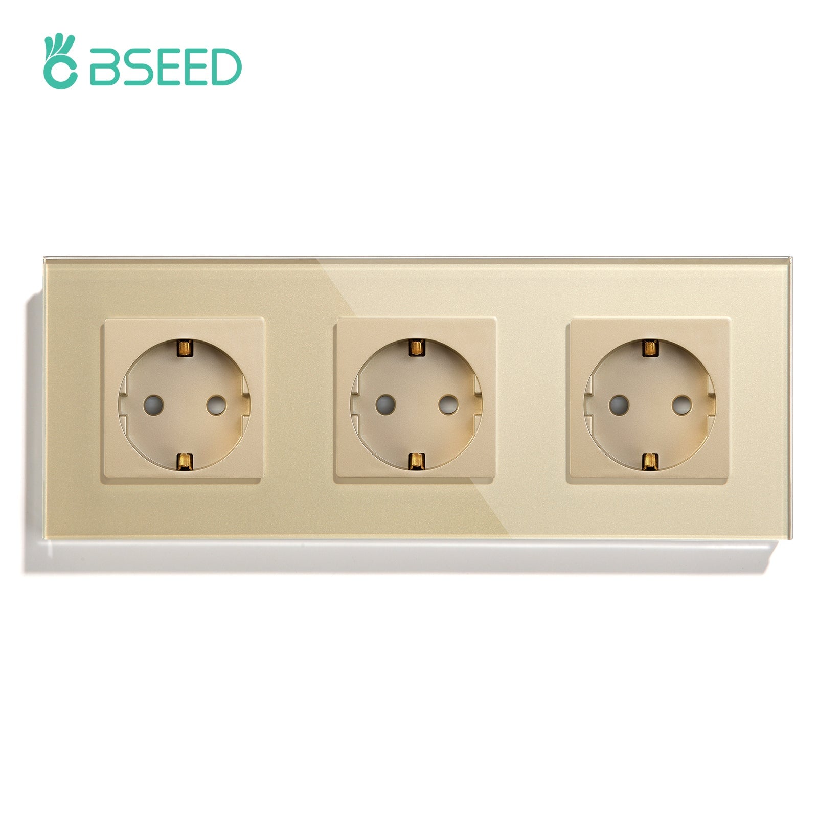 BSEED EU Wall Sockets Power Outlets Glass Panel 16A Power Outlets & Sockets Bseedswitch Golden Triple 