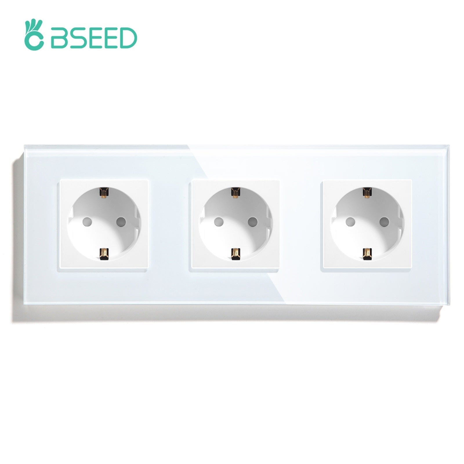 BSEED EU Wall Sockets Power Outlets Glass Panel 16A Power Outlets & Sockets Bseedswitch White Triple 