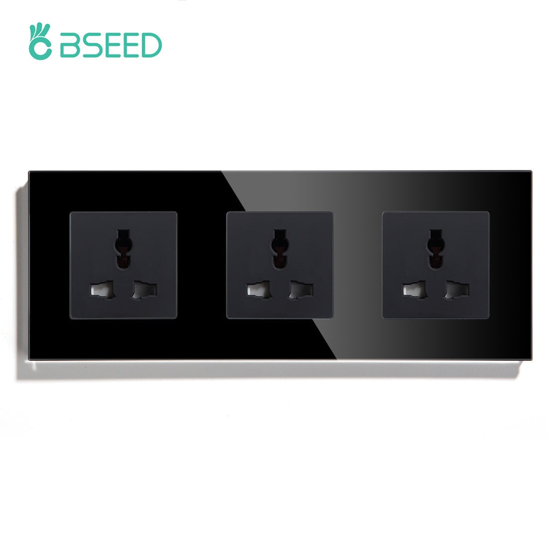 BSEED MF Wall Sockets Power Outlets Glass Panel 13A Power Outlets & Sockets Bseedswitch Black Triple 