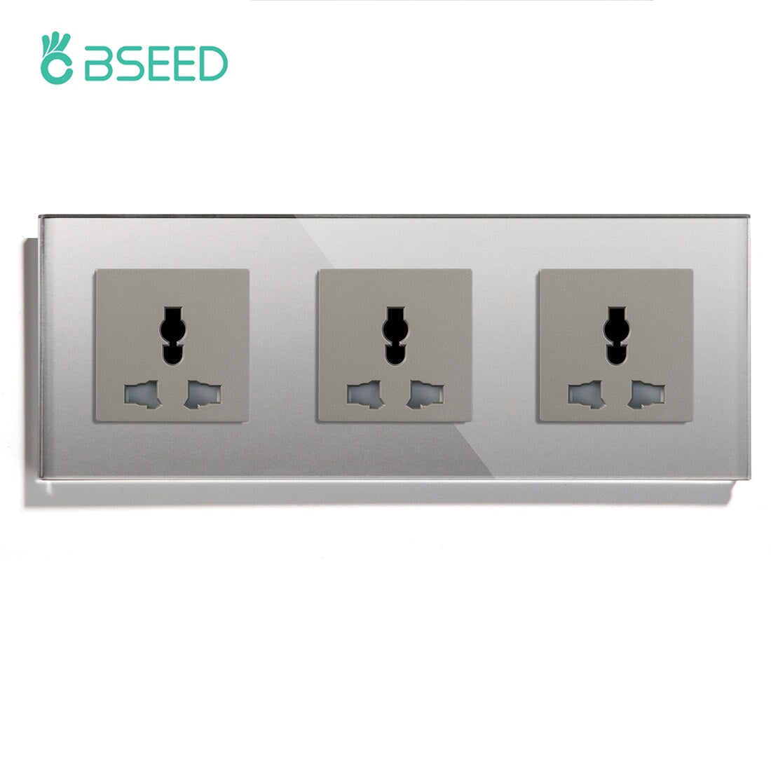 BSEED MF Wall Sockets Power Outlets Glass Panel 13A Power Outlets & Sockets Bseedswitch Grey Triple 