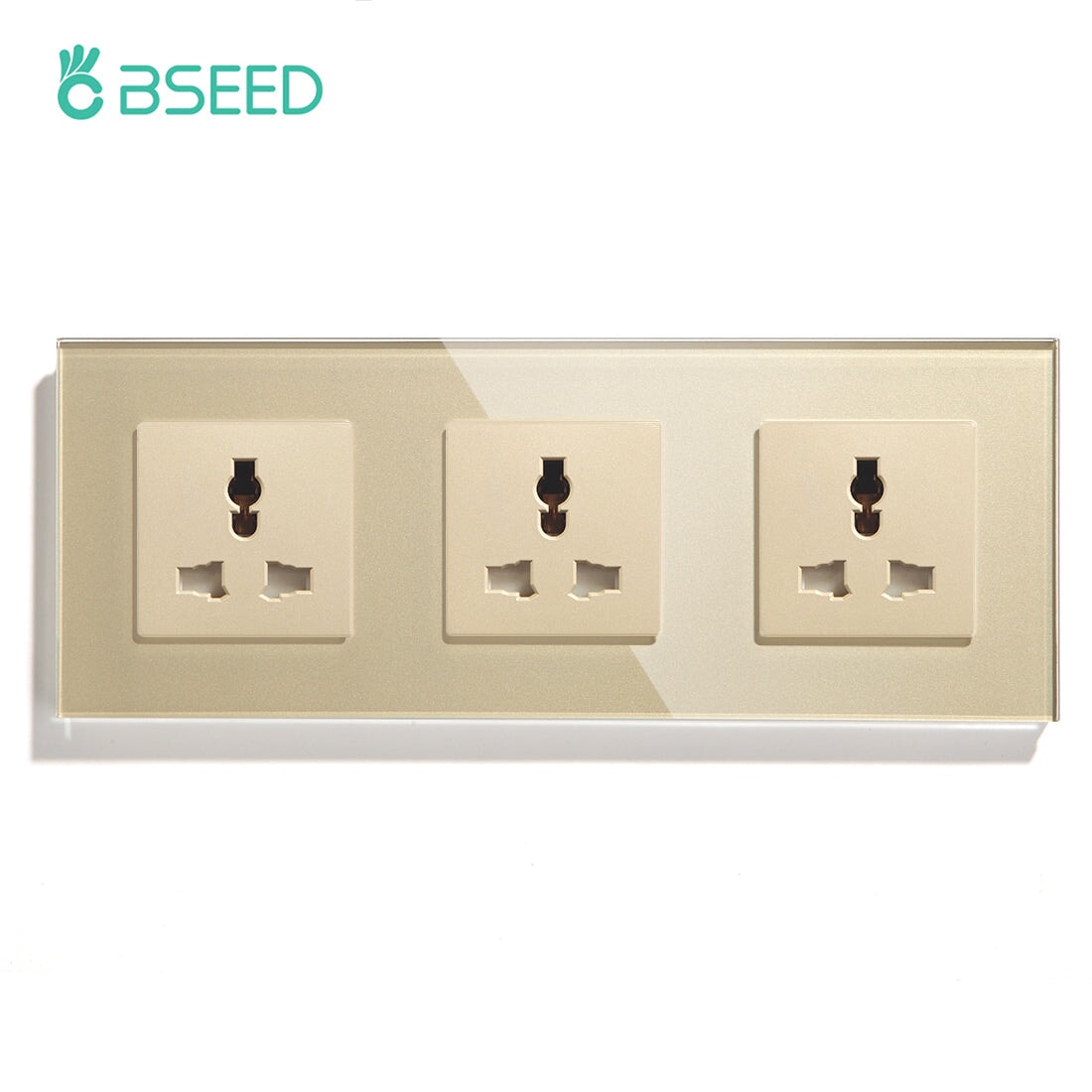 BSEED MF Wall Sockets Power Outlets Glass Panel 13A Power Outlets & Sockets Bseedswitch Golden Triple 