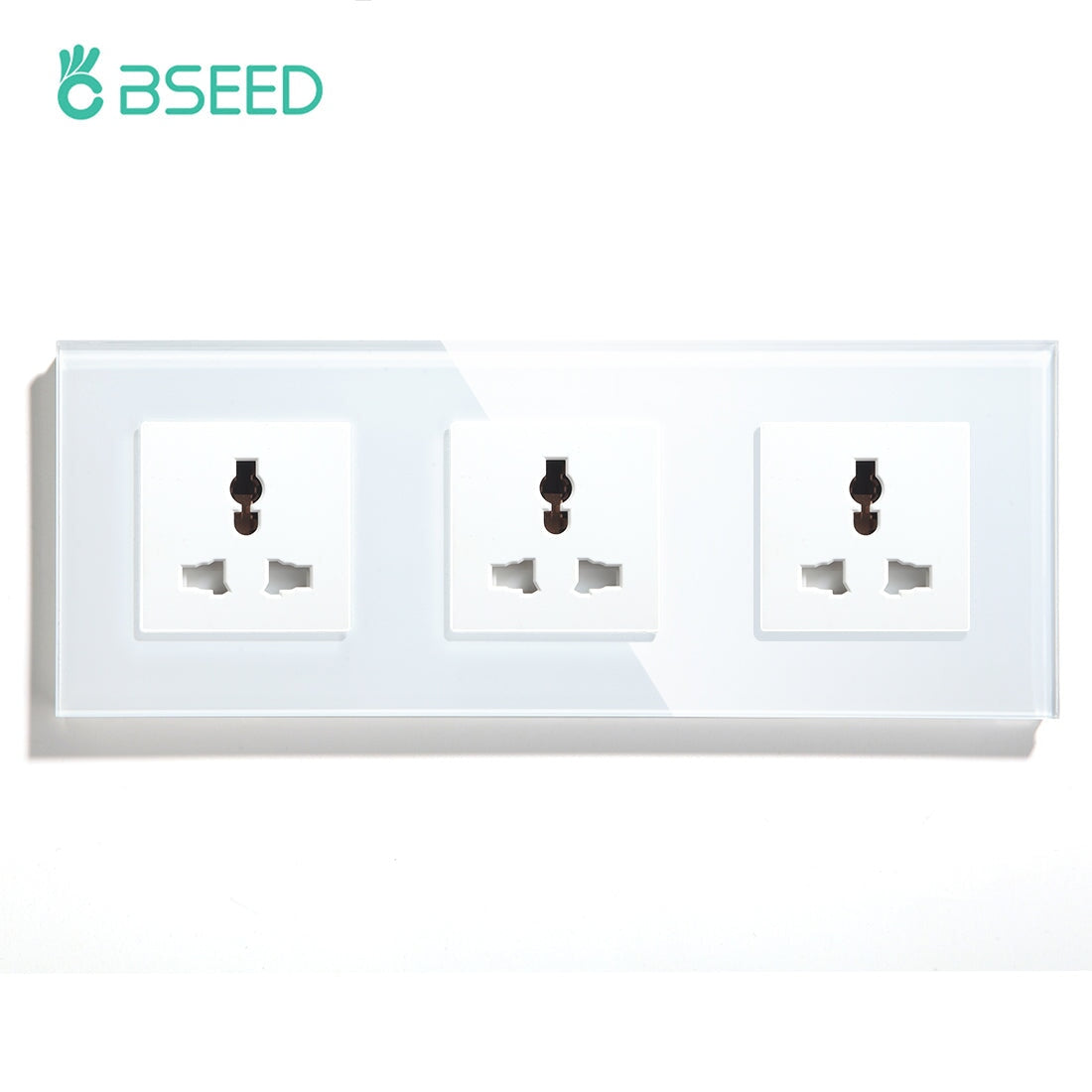 BSEED MF Wall Sockets Power Outlets Glass Panel 13A Power Outlets & Sockets Bseedswitch White Triple 