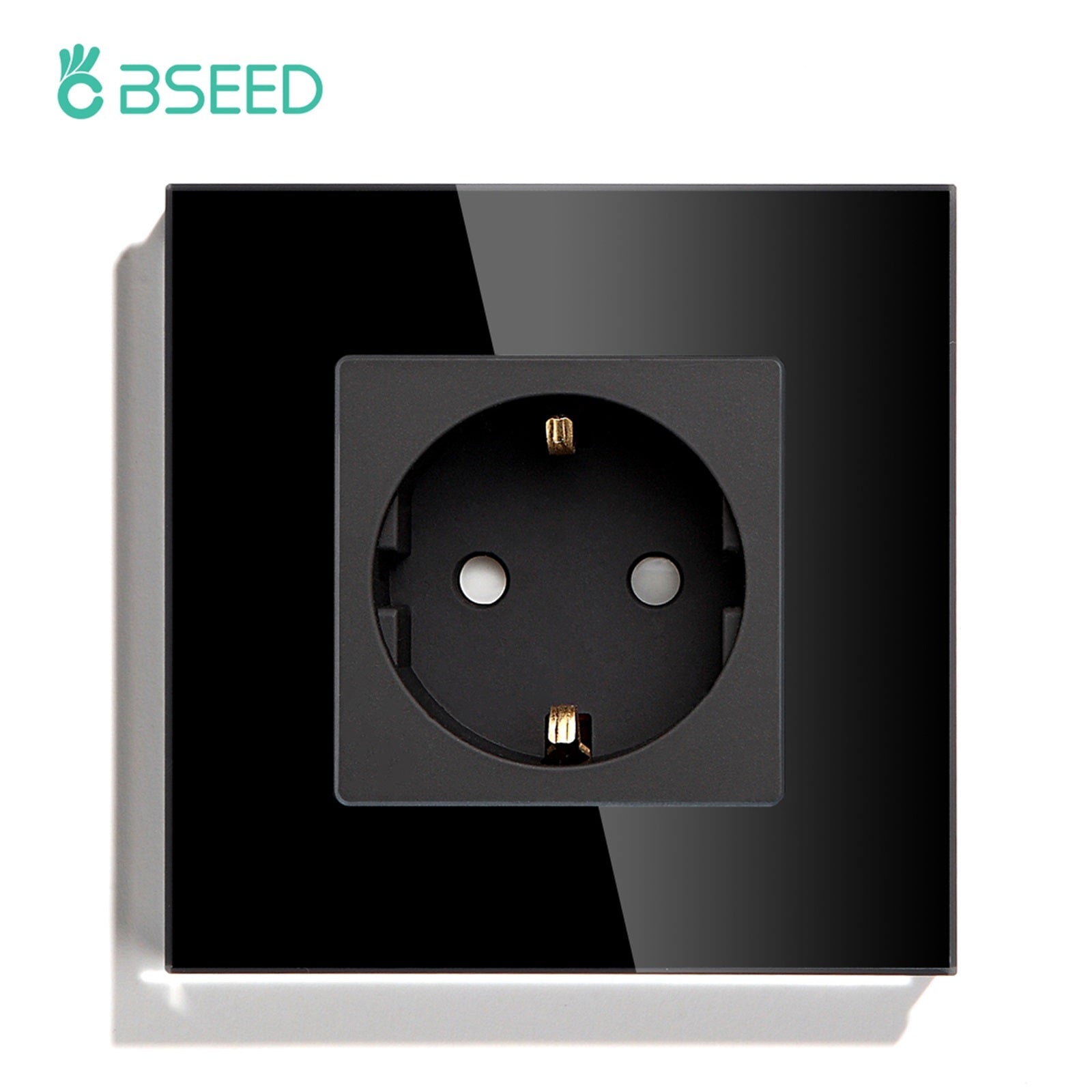 BSEED EU Wall Sockets Power Outlets Glass Panel 16A Power Outlets & Sockets Bseedswitch Black Signle 